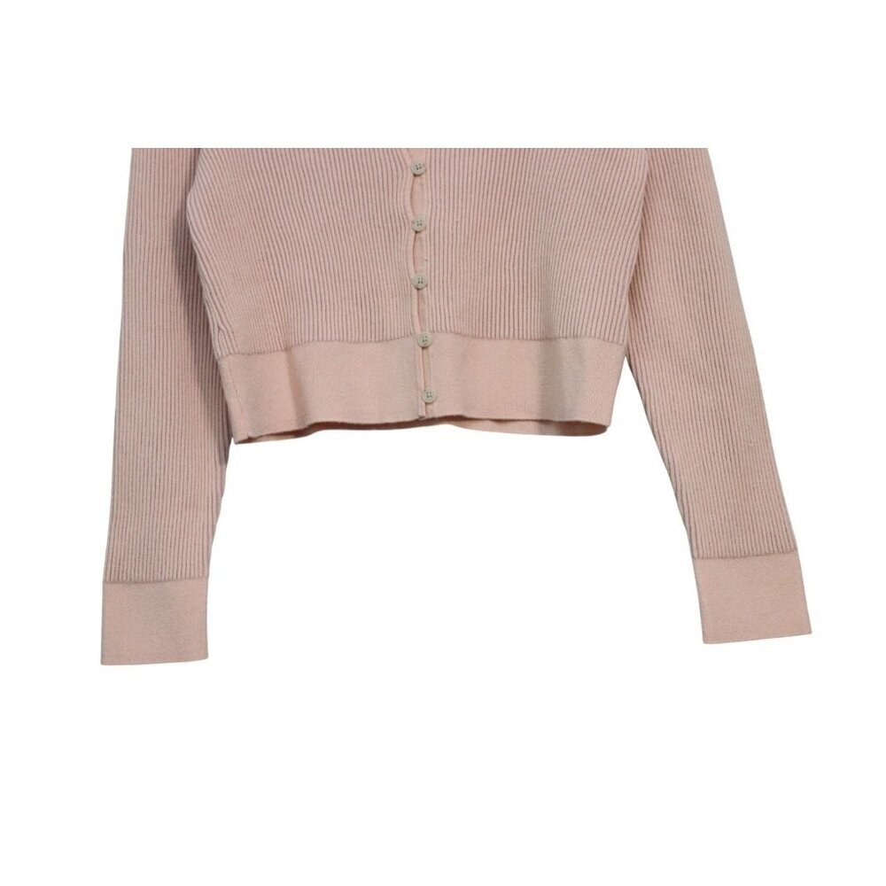 NWT J Crew Cropped Cardigan Sweater Large Ribbed Knit Low Cut Scoop Neck Preppy - Picture 4 of 11